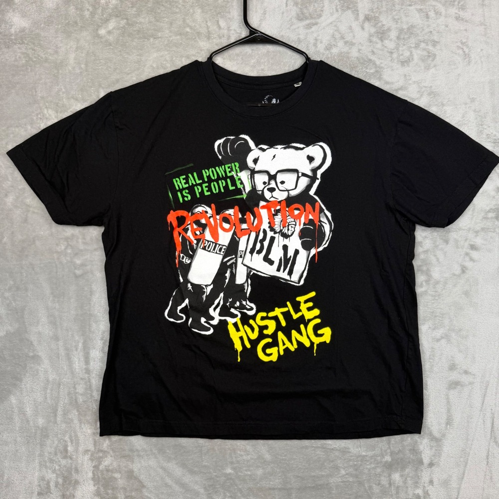 Hustle Gang Mens 2XL Black Revolution BLM Graphic T-Shirt Real Power Is People